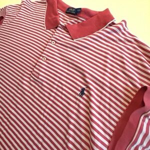Polo Ralph Lauren Men's Striped Polo Shirt 5XB 100% Cotton Red White Big Tall
